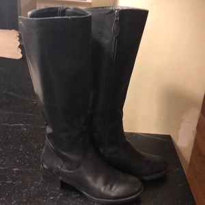 Black leather high boots